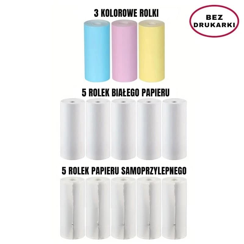 Mini Drukarka Termiczna Bezprzewodowa – 13 Rolek Papieru w Zestawie