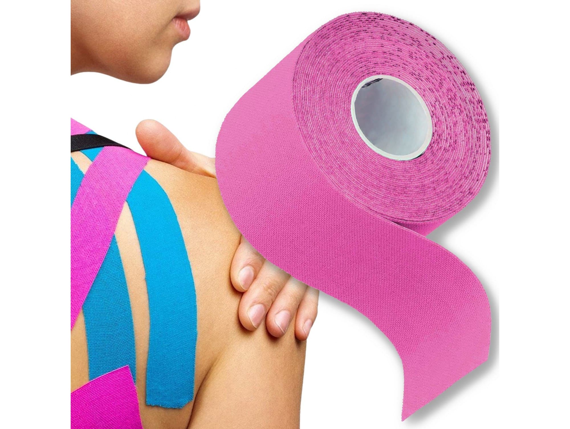 Taśma kinezjologiczna tejpy plastry tape kinesiotaping 5m tejp tapingu różowa