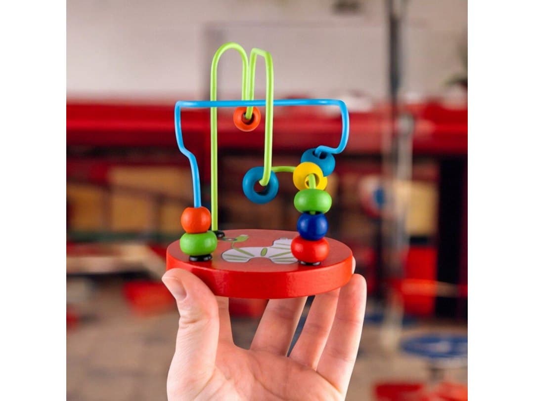 Przeplatanka drewniana labirynt edukacyjny dla dzieci spirala prezent czerwona