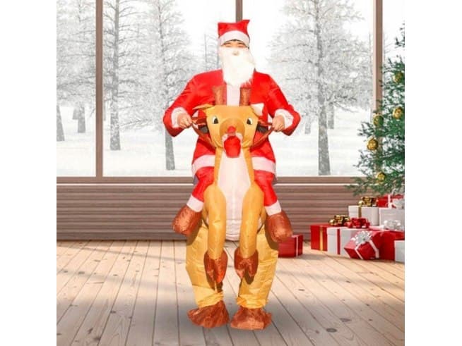 Dmuchany Kostium „Mikołaj na Reniferze”