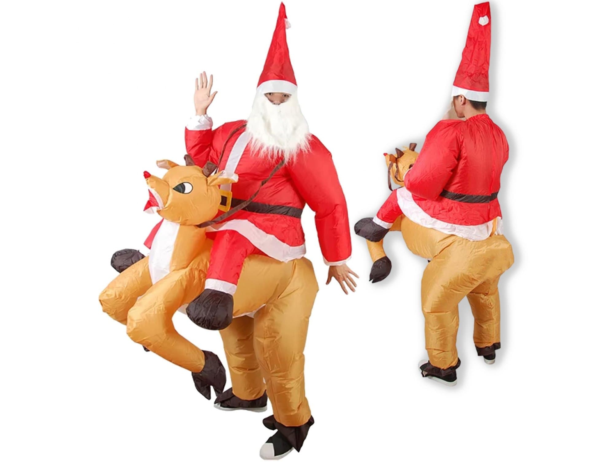 Dmuchany Kostium „Mikołaj na Reniferze”