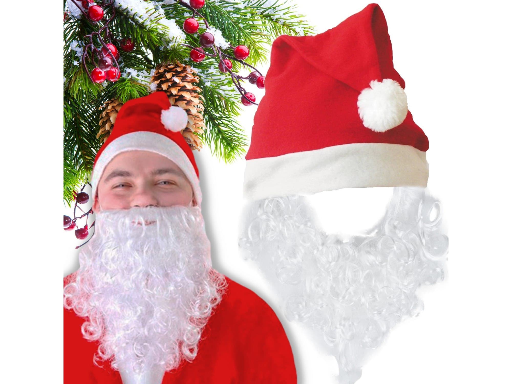 Zestaw Świętego Mikołaja – Czapka + Broda