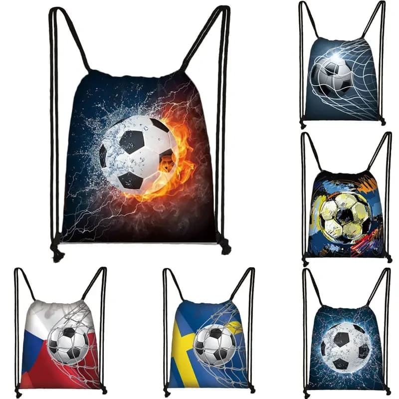 Cool Footbally / Soccerly Print Drawstring Bag Men Fashion Storage Bag Teenager Boy Casual Backpack Travel Bags Bookbag Gift